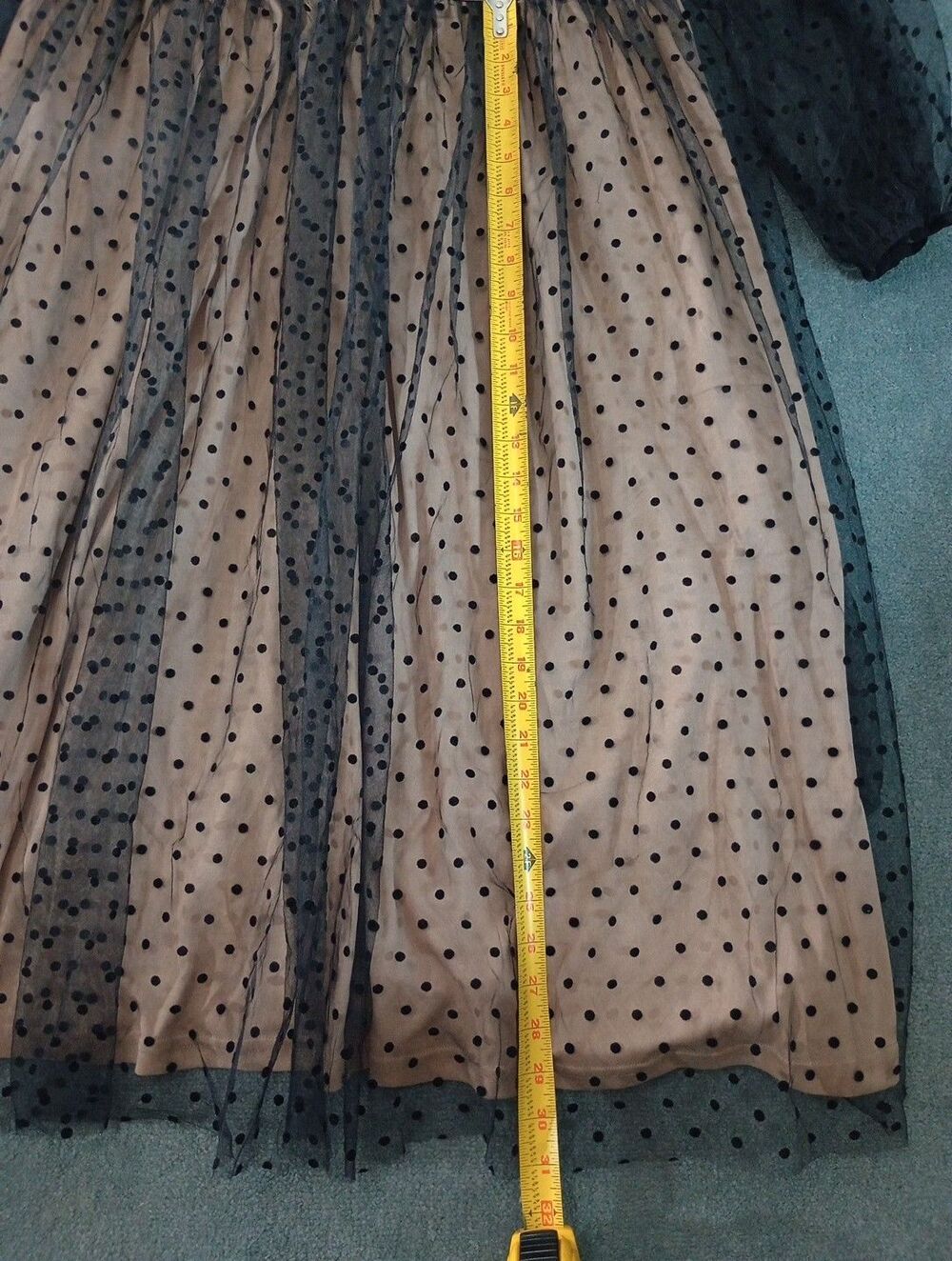 SHEIN CURVE Polka Dot Mesh Overlay Dress Black Tan Long Sleeve Party Event 1XL - Picture 7 of 16